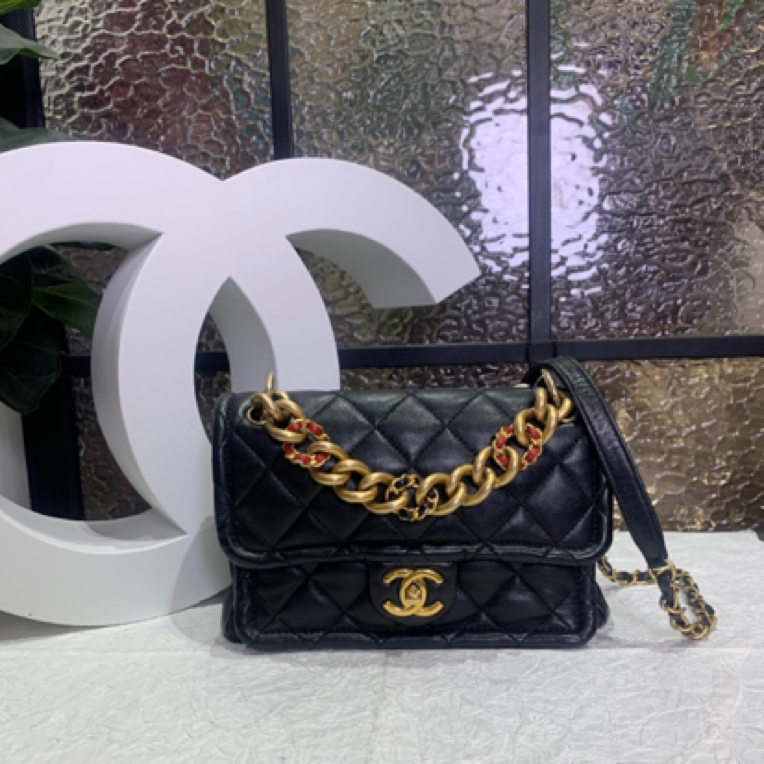 95新 Chanel/香奈儿 Chanel黑金手提斜挎包 21120088-04