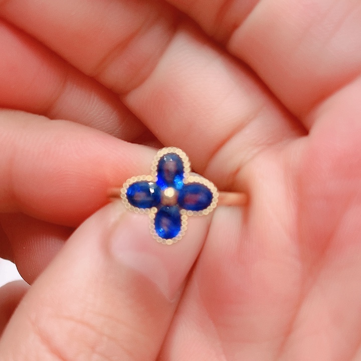 蓝宝石戒指18K金镶嵌3.5✖️4.5