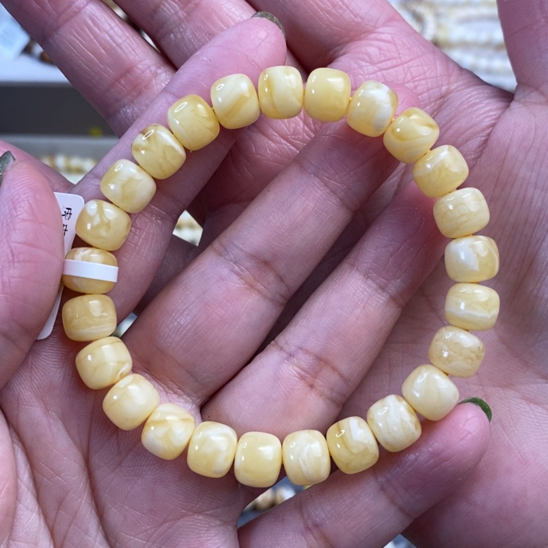 未镶嵌琥珀裸石虎皮纹老型手串8.5