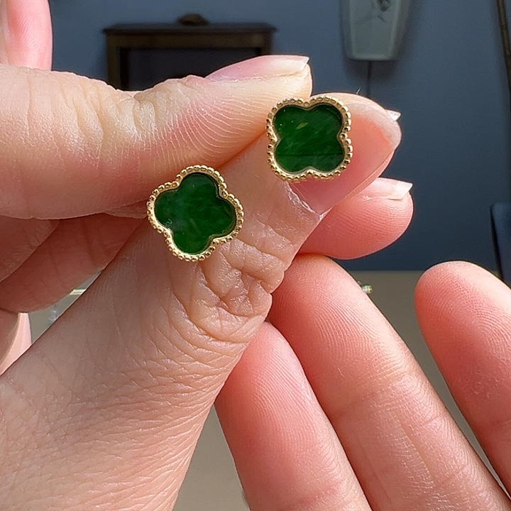 翡翠耳饰银S925镶嵌耳饰99