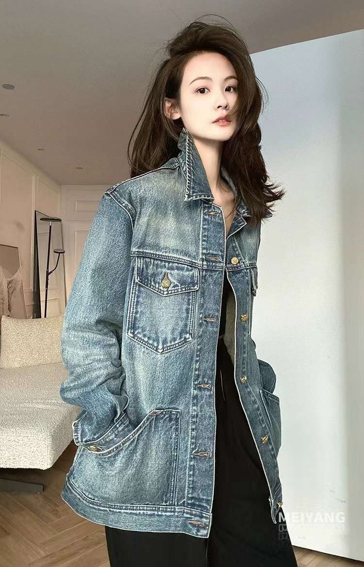 S015 美洋同款两色超软休闲牛仔外套