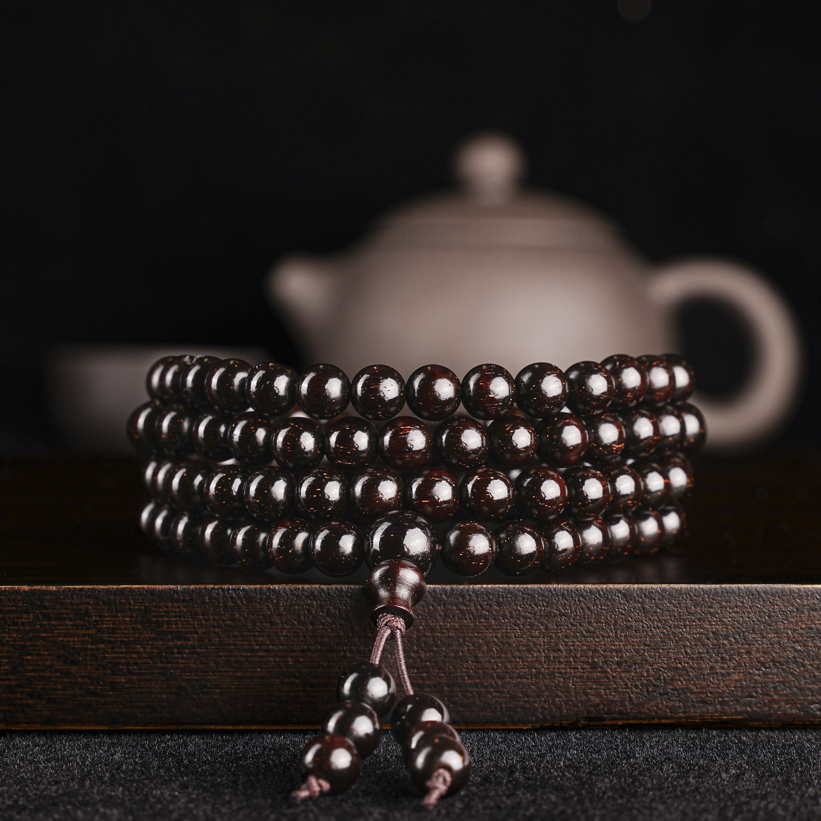 【公主款】0.6*108多圈爆星天然野老料正宗印度小叶紫檀文玩手串