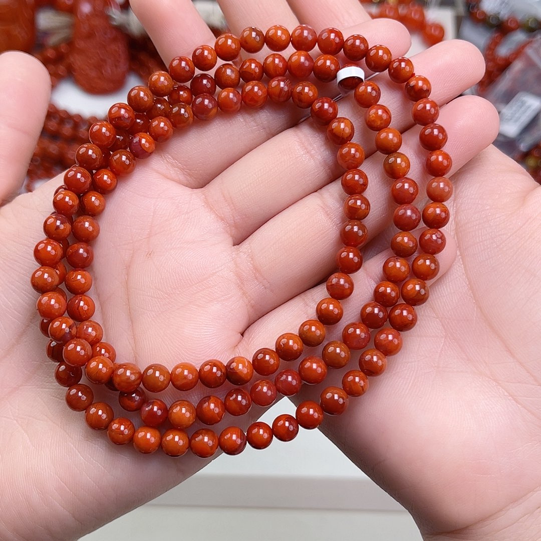 南红玛瑙未镶嵌手链瓦西柿子锦火焰多圈5mm