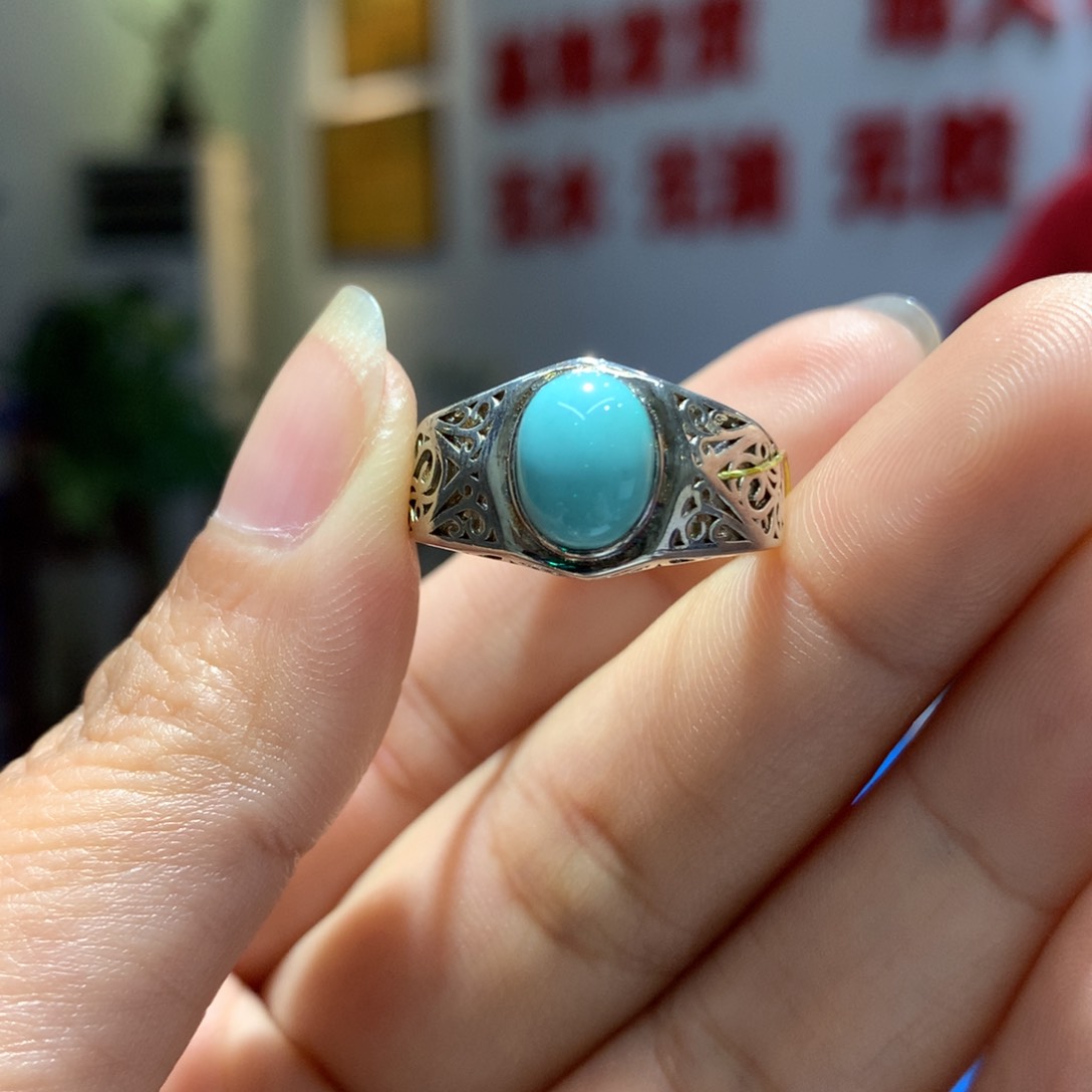 银S925镶嵌绿松石戒指