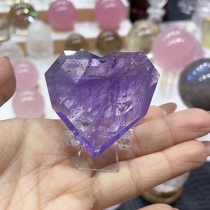 爱心未镶嵌水晶紫水晶