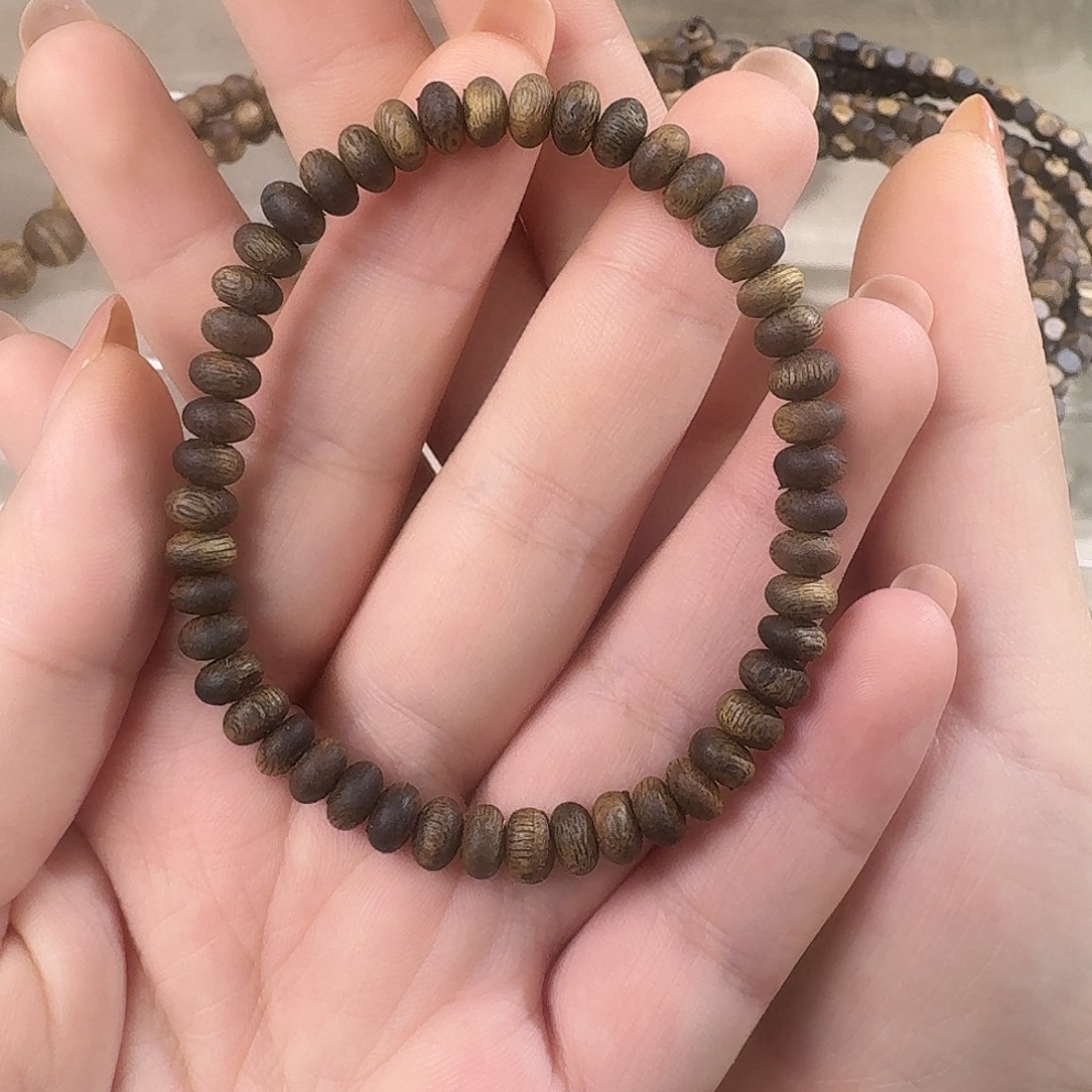 沉香手串奇楠沉香沉水虫漏算盘珠单圈 多样性发其一