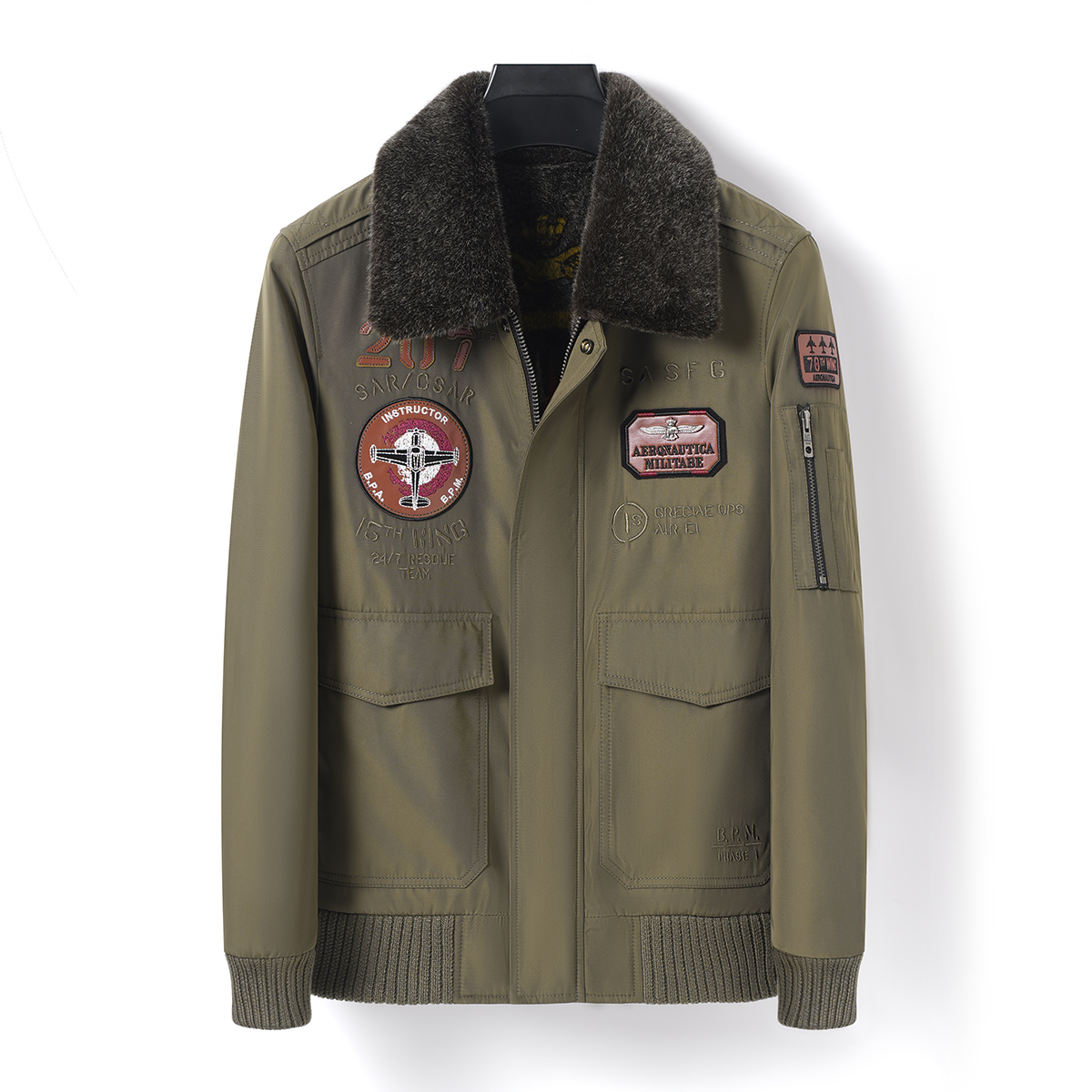 海宁男士百搭时尚休闲飞行服夹克加厚保暖外套PK8360