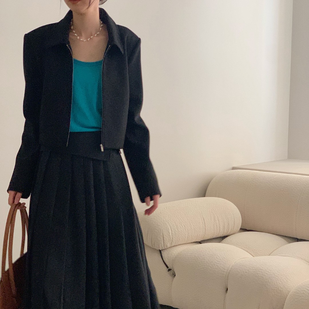 LUO/通勤职场高品质短款上衣 韩国女装高级感提气场精致翻领外套