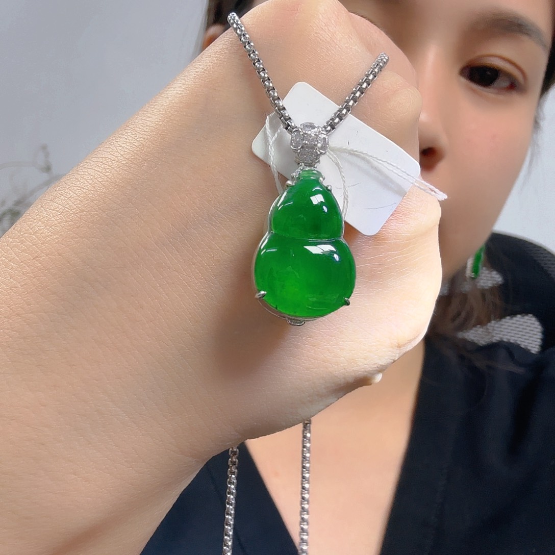 翡翠银S925镶嵌吊坠(不含链)