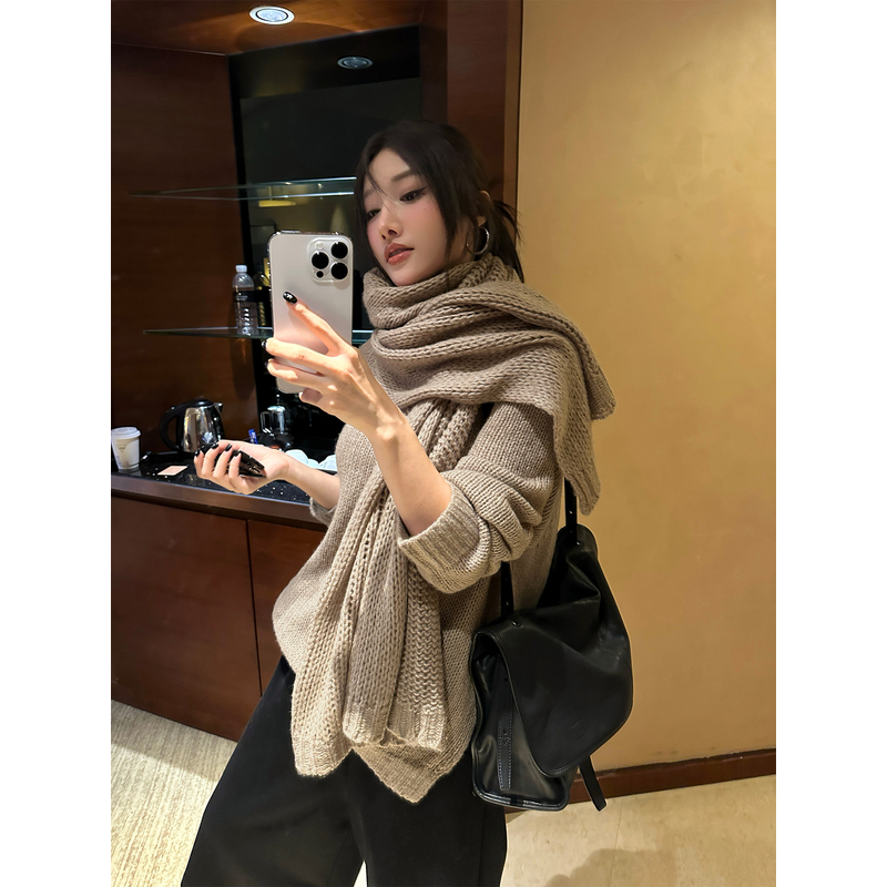 左边女装2025冬季新款兰精天丝羊绒混纺围巾