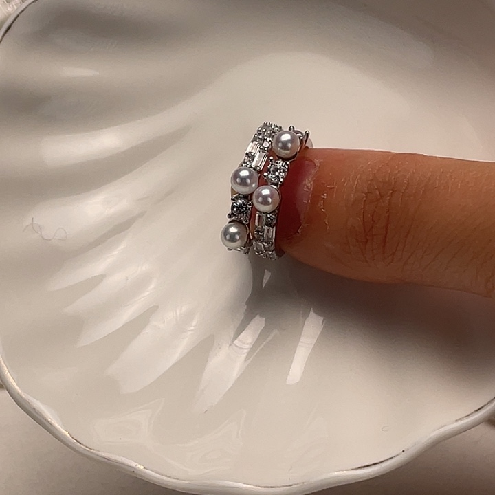 戒指银S925镶嵌淡水珍珠认****。