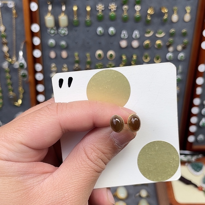 和田玉耳饰银S925镶嵌和田玉11