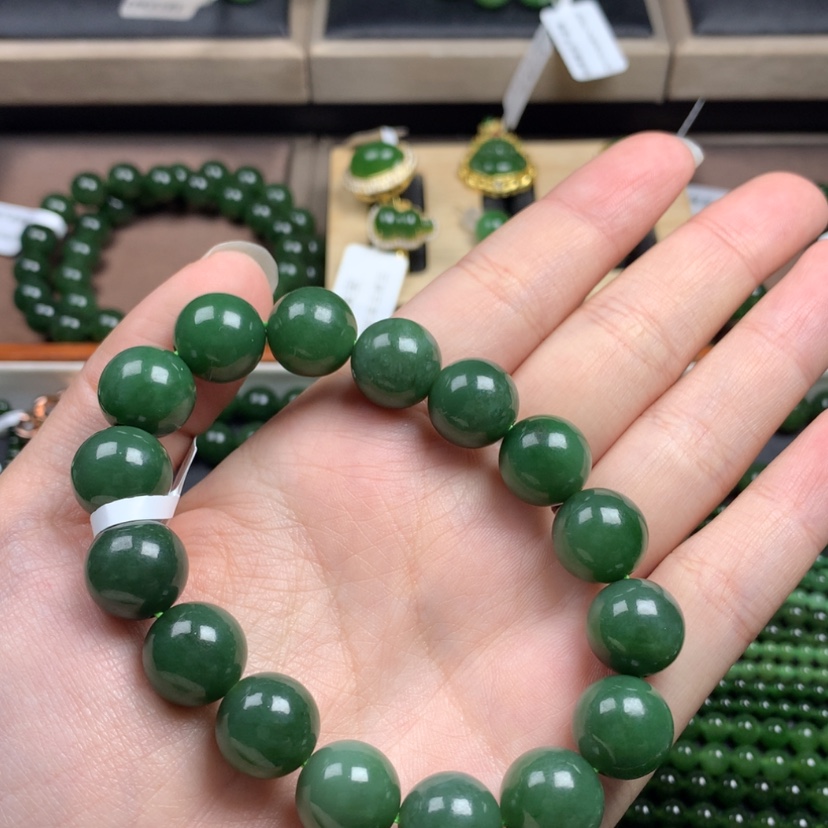 【闪购商品】和田玉（碧玉）手串未镶嵌新人福利13m