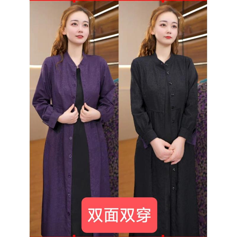9-2229-28新款风衣双面穿麻将长裙
