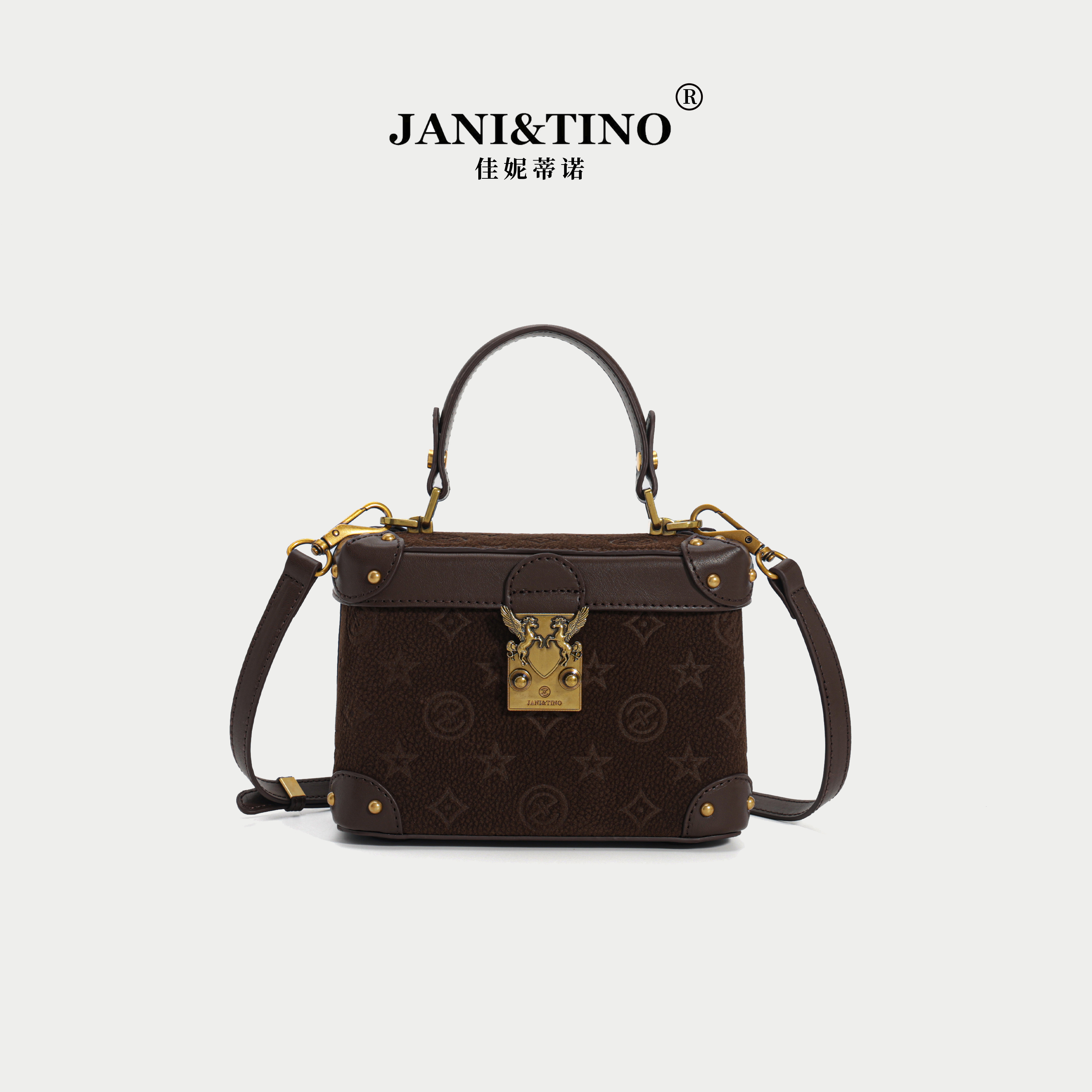 JANITINO/佳妮蒂诺当季新款时尚百搭单肩手提斜挎包286棕