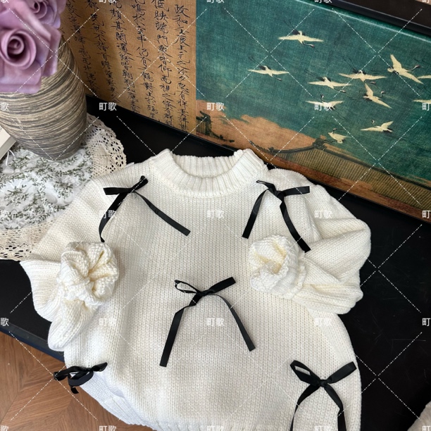 女童时尚圆领套头针织毛衣宽松显瘦休闲百搭套头圆领上衣