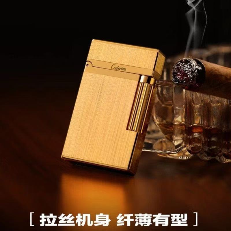 卡路朗声充气打火机黄铜侧滑砂轮带钢音清脆复古经典高档男士送礼