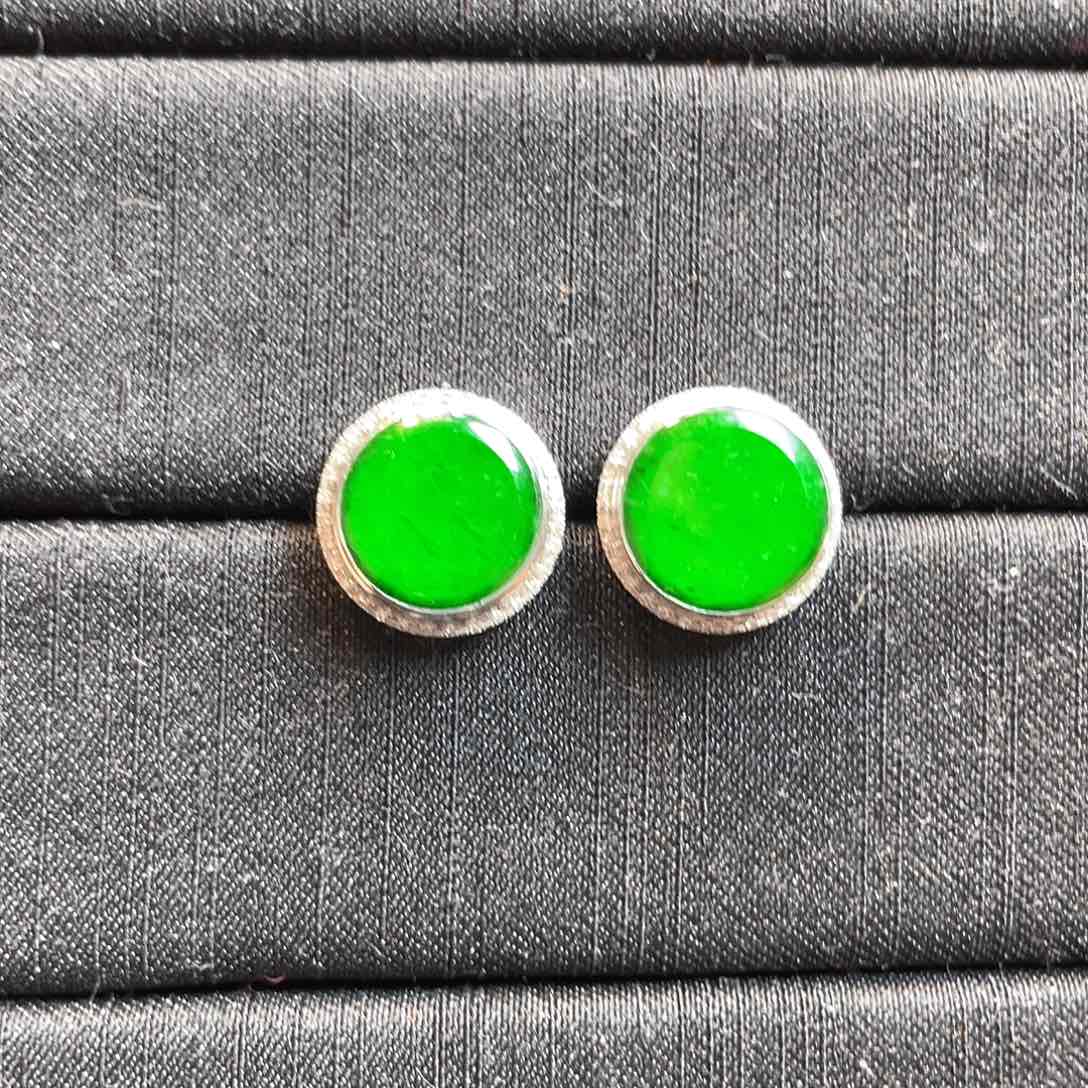 翡翠耳饰18K金镶嵌天然缅甸翡翠