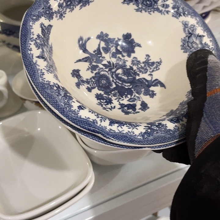 瓷片釉中彩凤鸟小沙拉碗一对 口径16厘米 微瑕