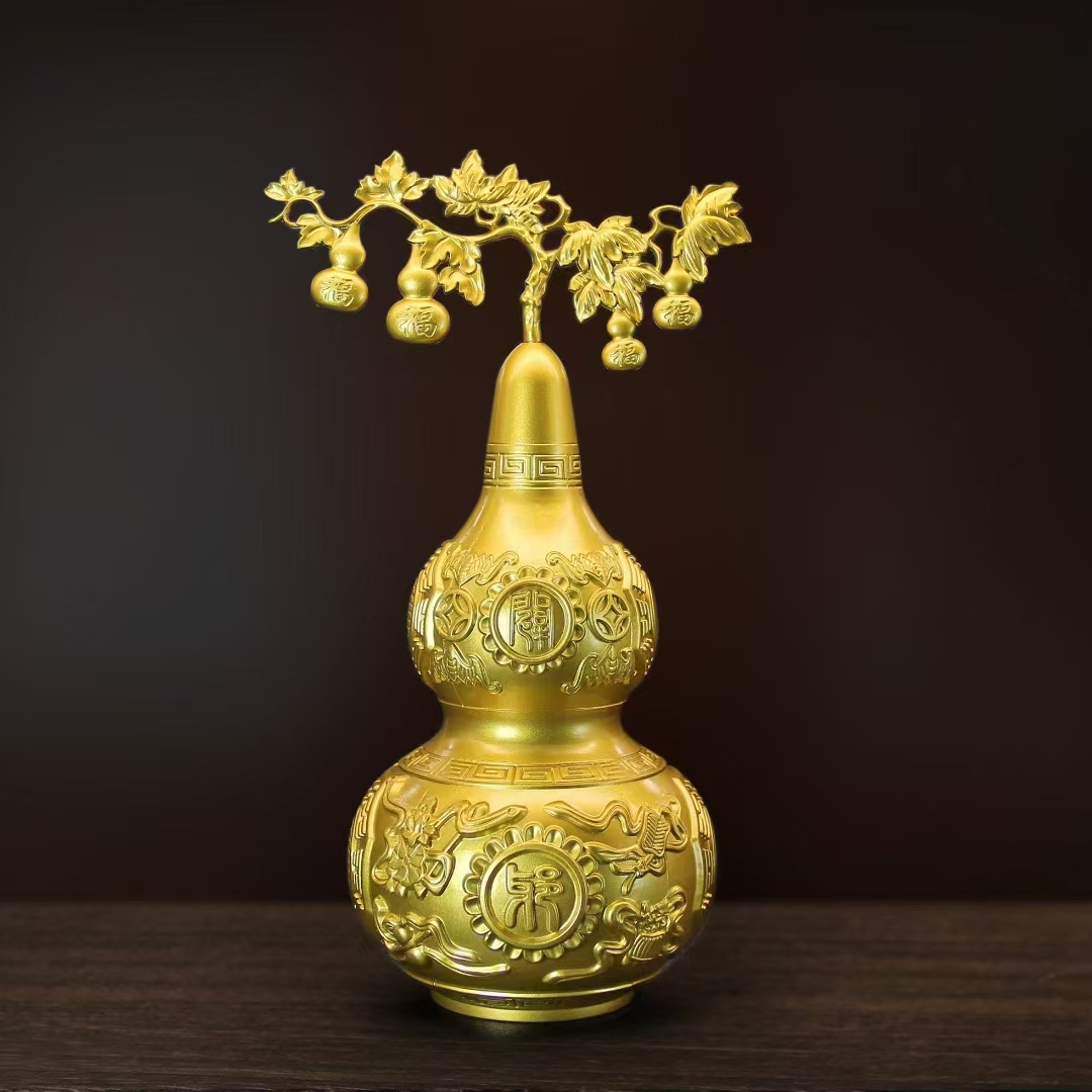 壹心铜 黄铜纳福葫芦《八仙葫芦》家居办公室客厅招宝纳福葫芦摆件