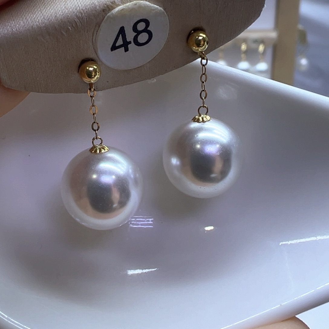 18K金镶嵌淡水珍珠耳饰
