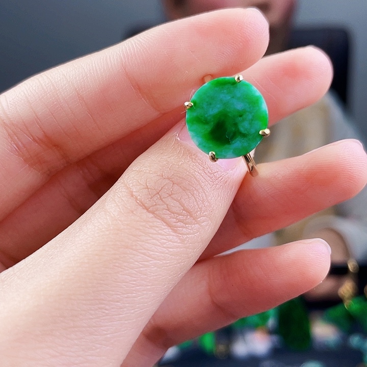 翡翠戒指银S925镶嵌饰品