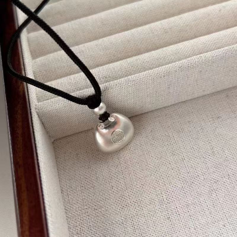 坠链均足银 【清货专属链接】小胖福吊坠新中式时尚百搭古法磨砂黑