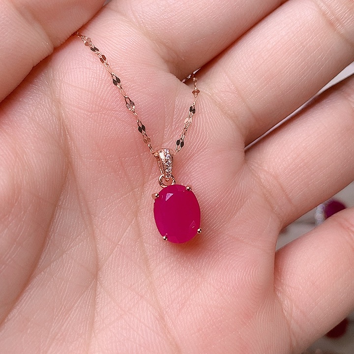 红宝石颈饰银S925镶嵌