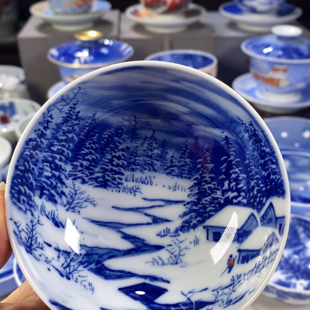 青花雪景主人杯杯