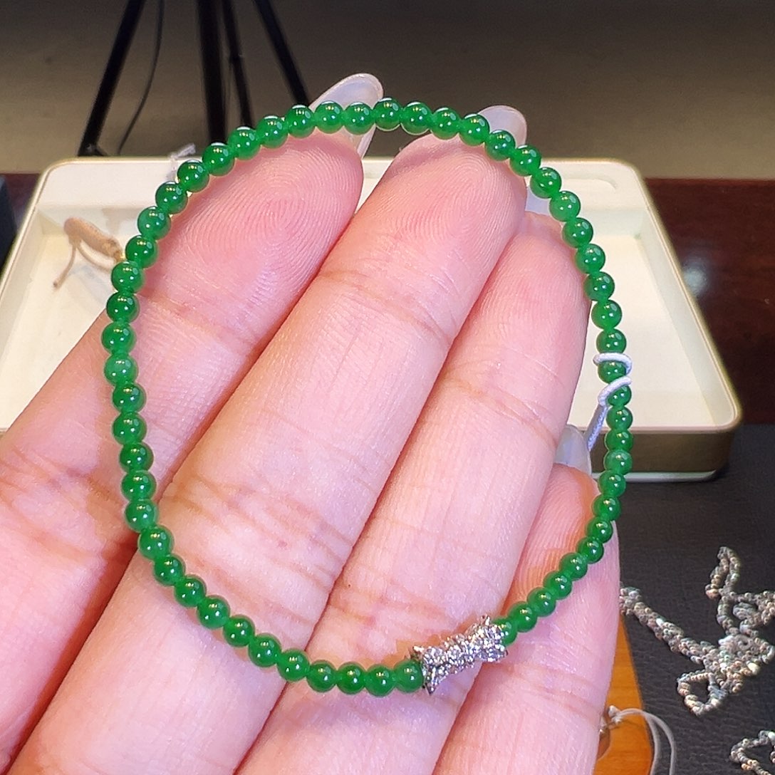 翡翠18K金镶嵌手链翡翠