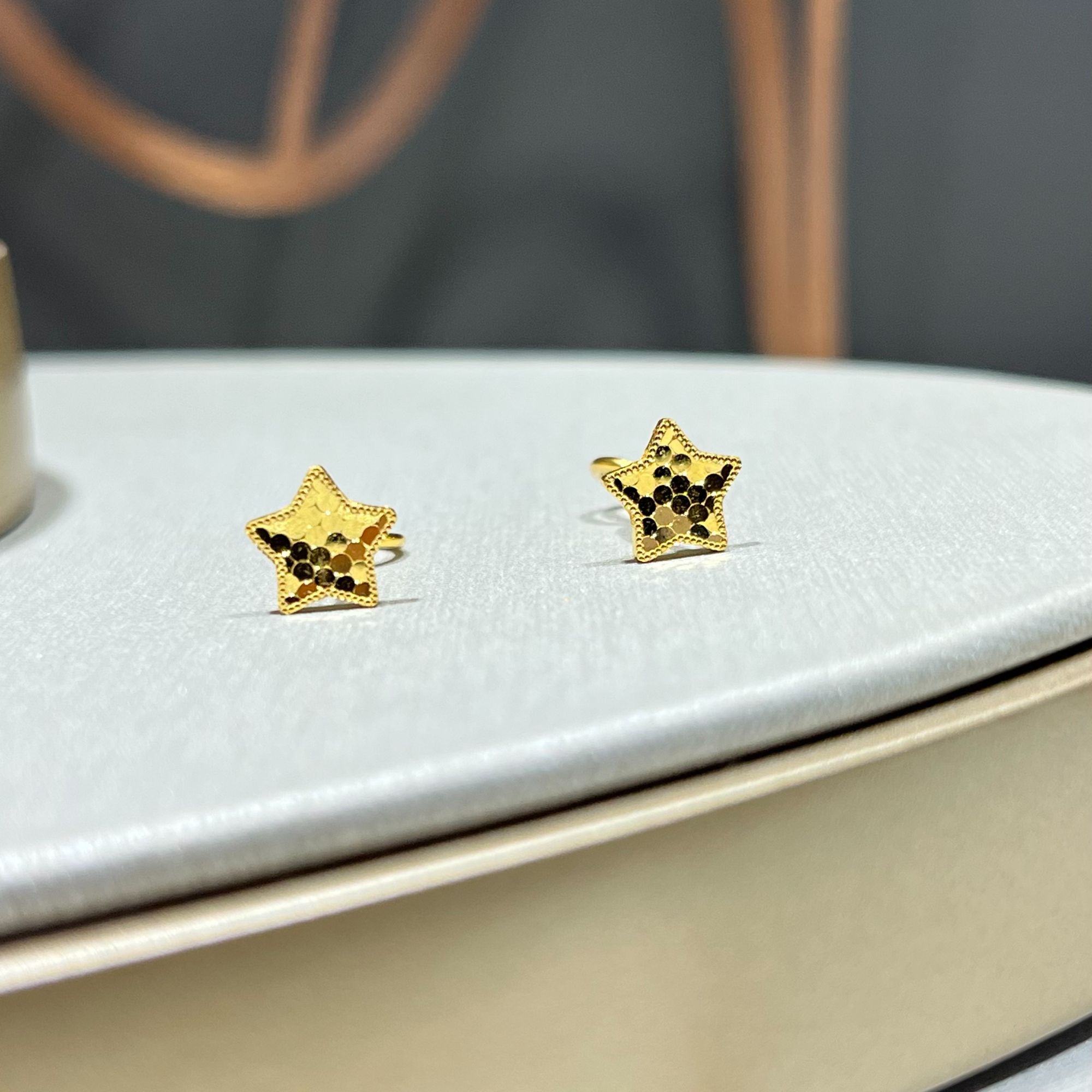 明牌珠宝楼哥甄选星星黄金耳钉女足金999耳环纯金耳饰 情人节礼物