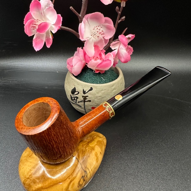 马。仕条纹拉丝直杆手工石楠木烟斗