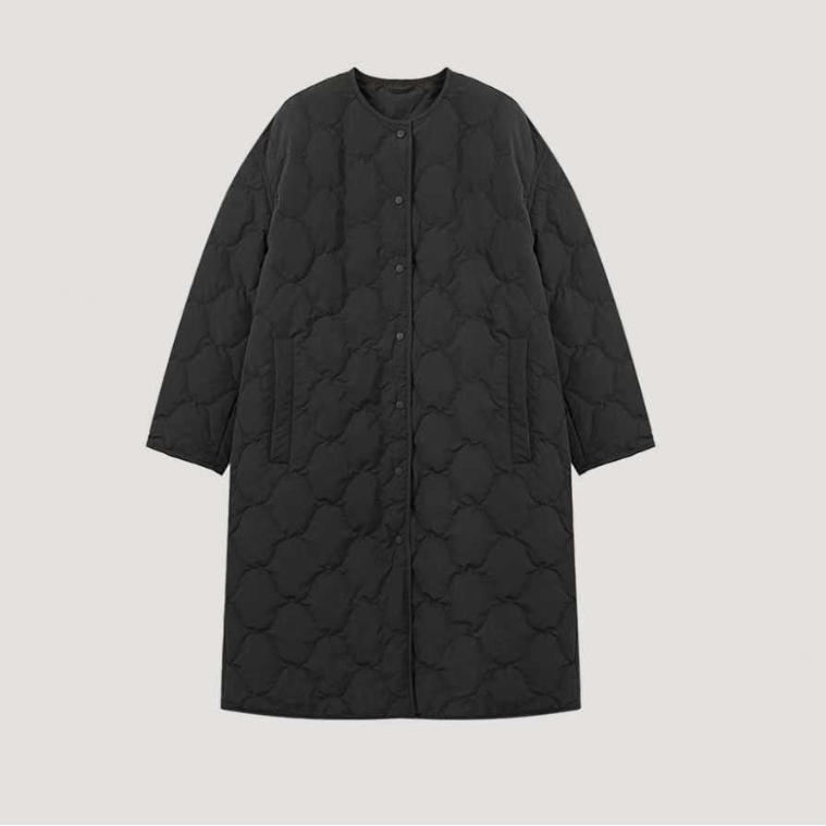 【钱老板推荐】90白鹅绒杜邦弹力丝圆领长款羽绒服女54C122656