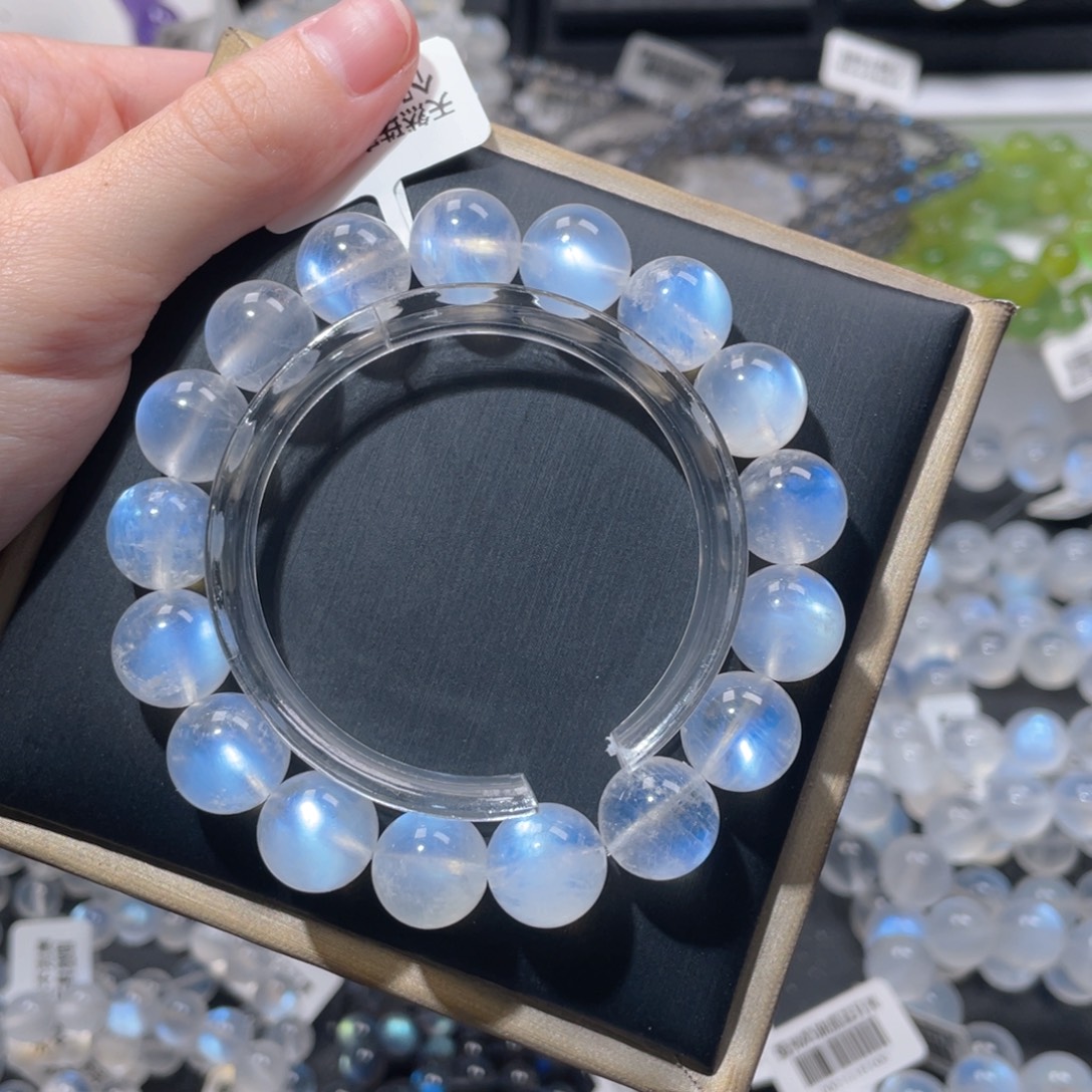 未镶嵌长石手链蓝月光12m+