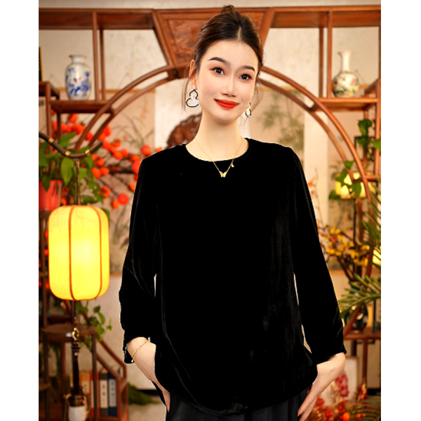 【董小姐】！宠粉福利！桑蚕丝丝绒上衣女百搭