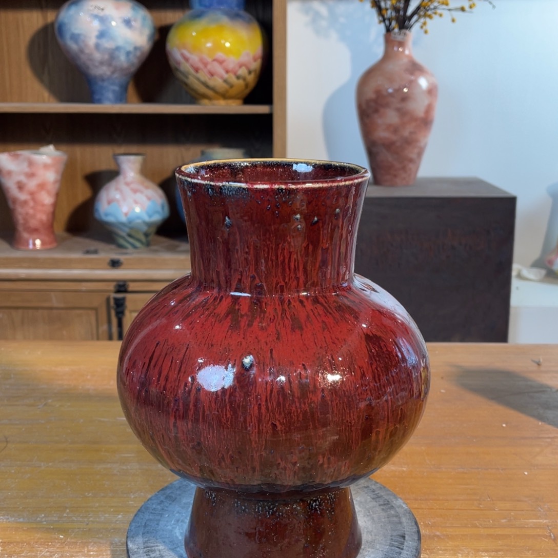 摆件陶景德镇陶瓷高25内口10瑕疵