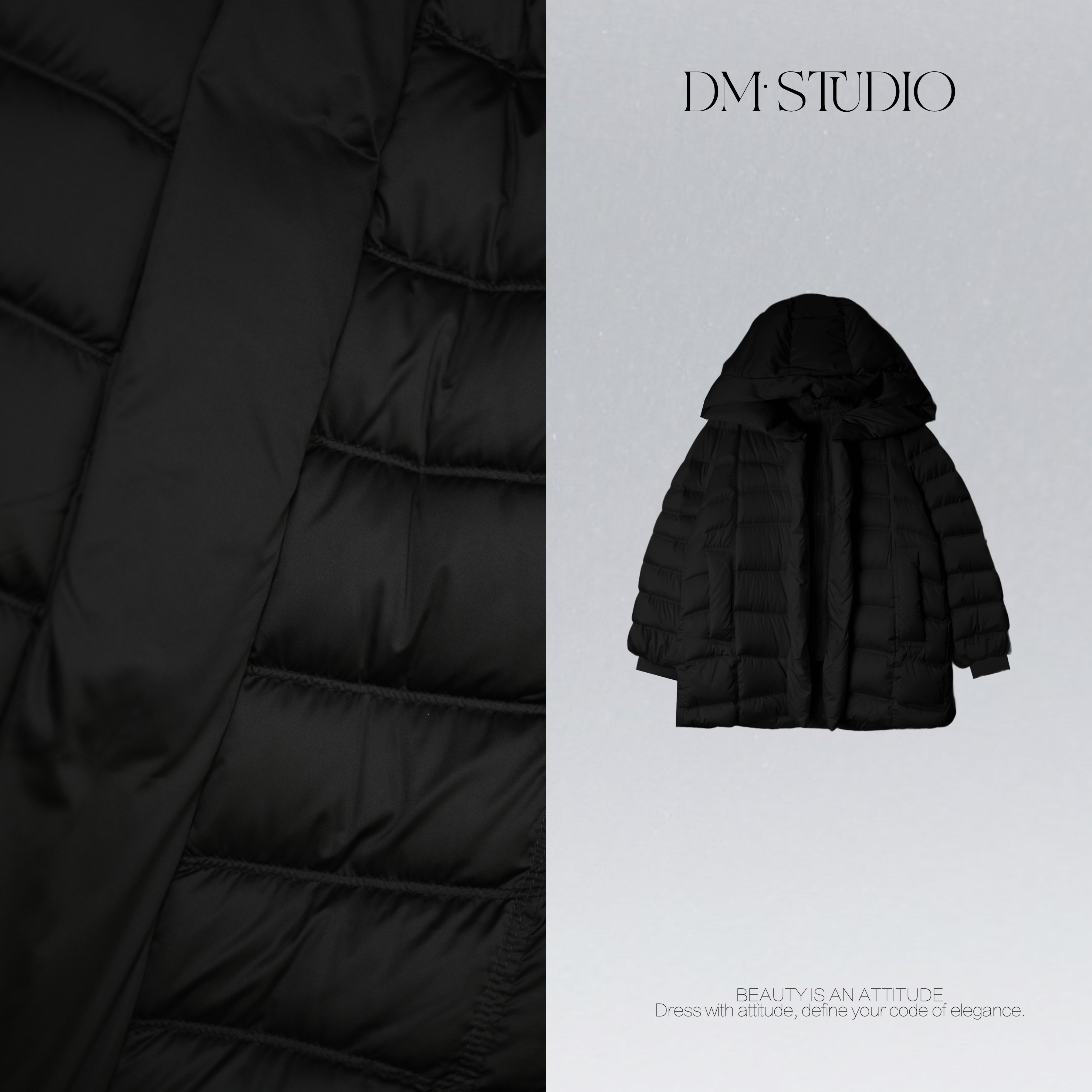 DEDM•STUDIO/秋冬高级厚款保暖连帽新国标90白鹅绒服2512YRF/7161