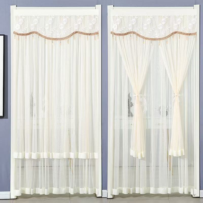 夏季家用卧室房间门帘防蚊纱帘卫生间厨房遮挡帘蕾丝隔断帘装饰帘