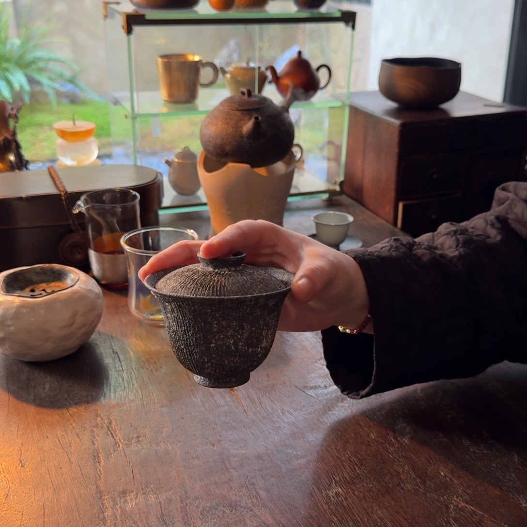 松风舍程伟赤贫陶泥盖碗