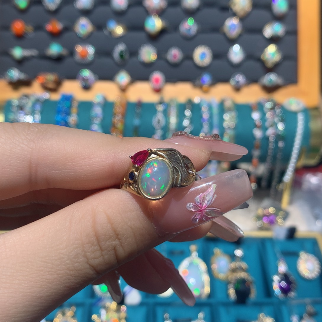 欧泊戒指银S925镶嵌福利