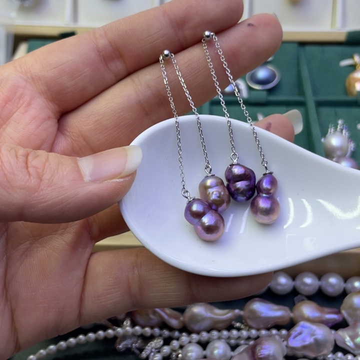 淡水珍珠耳饰银S925镶嵌