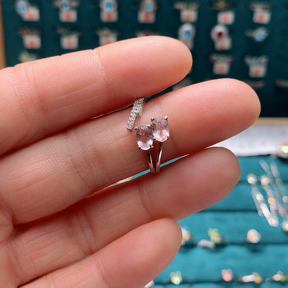 碧玺戒指银S925镶嵌活口