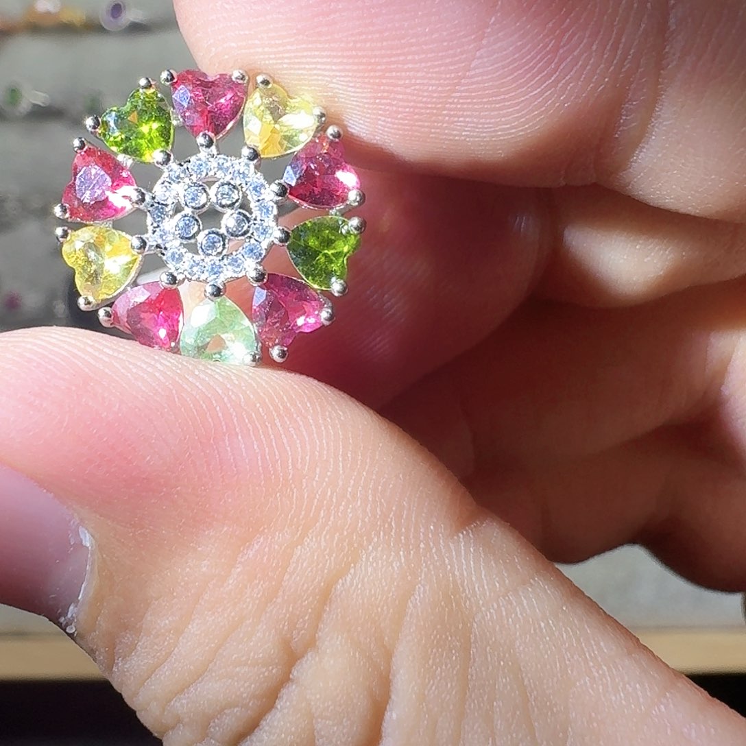 芙蓉石戒指银S925镶嵌