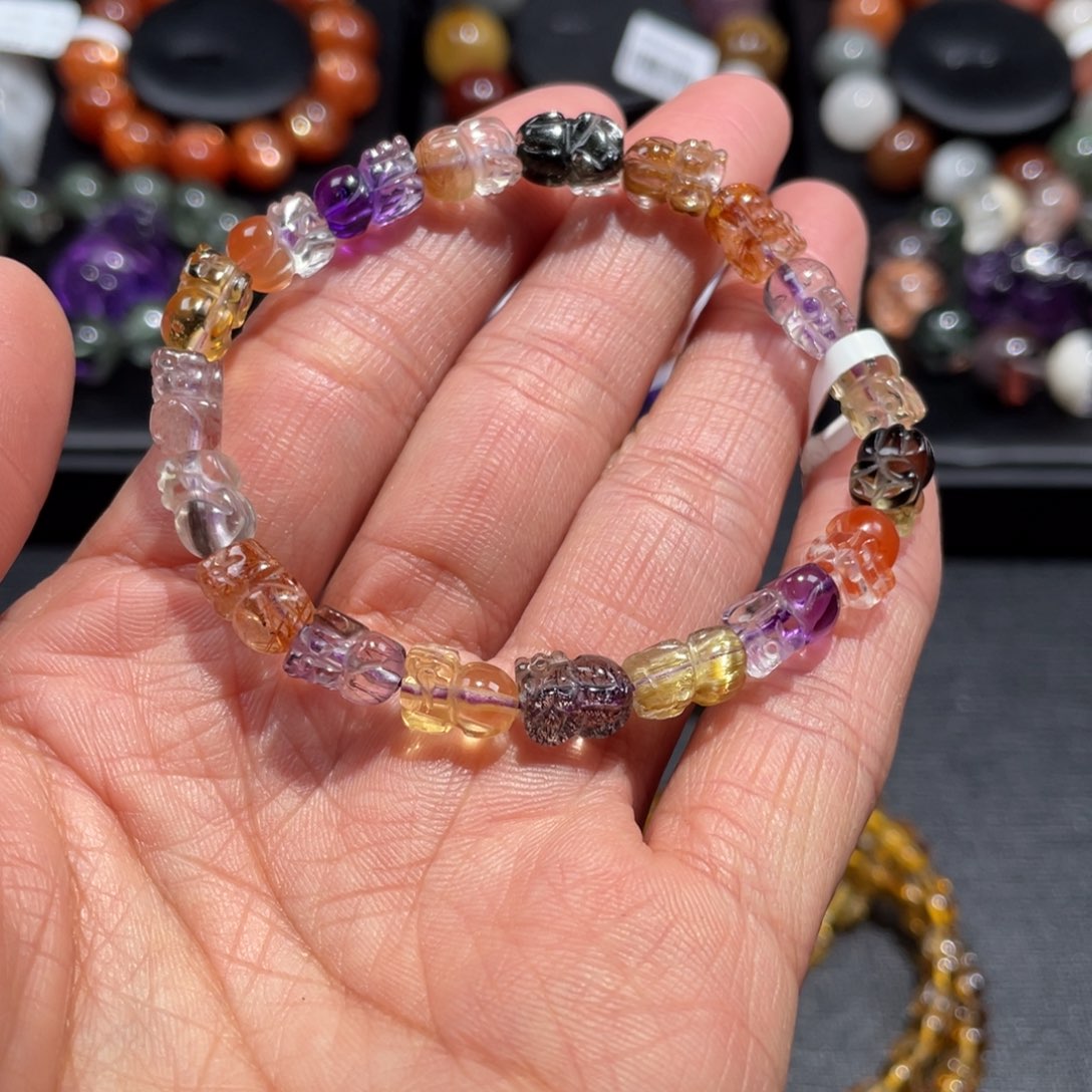 水晶手链未镶嵌多宝貔貅手链10mm左右