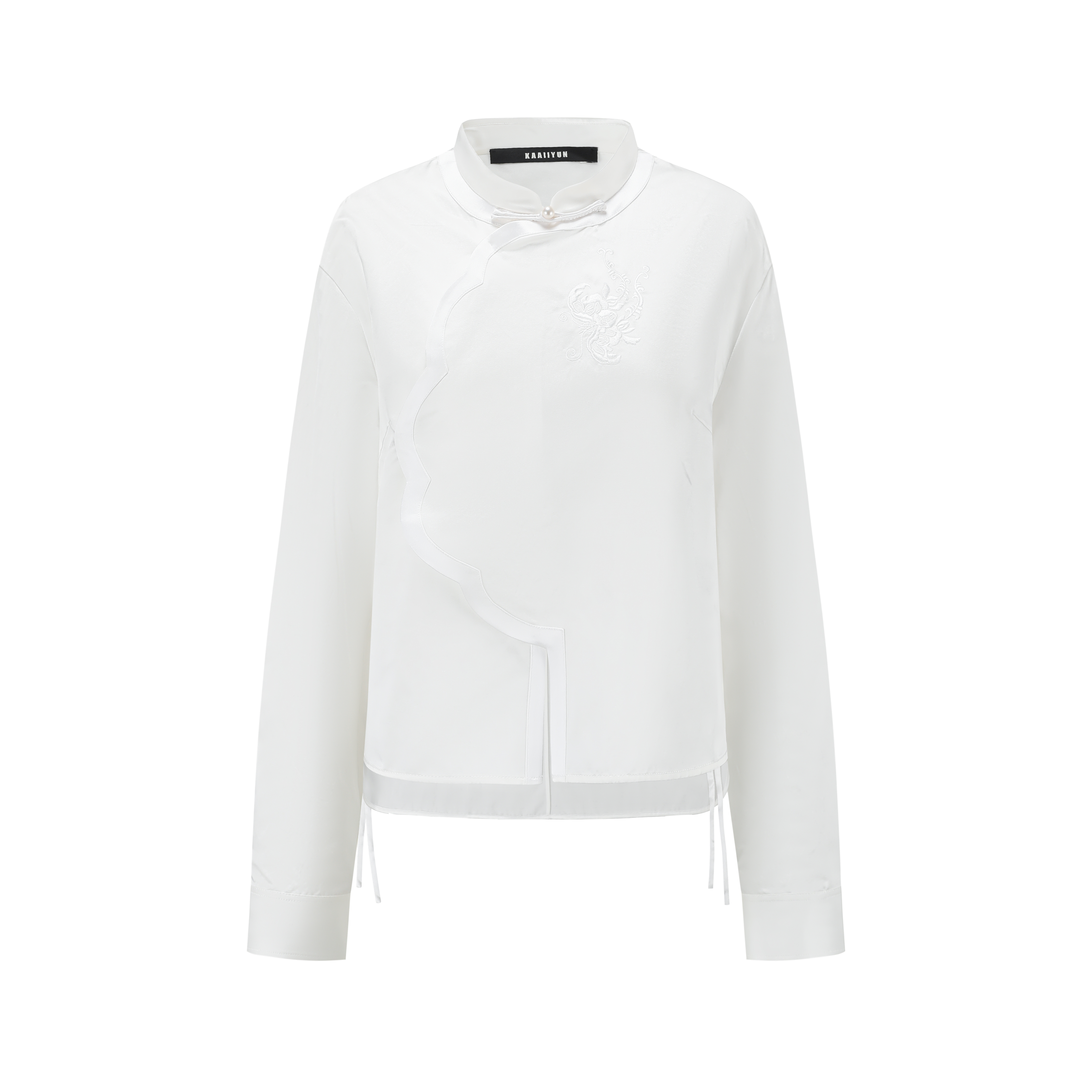 ELVIS.CHEUNG蒋云開運25春夏新品丝绵短款宽松花瓣襟衬衫