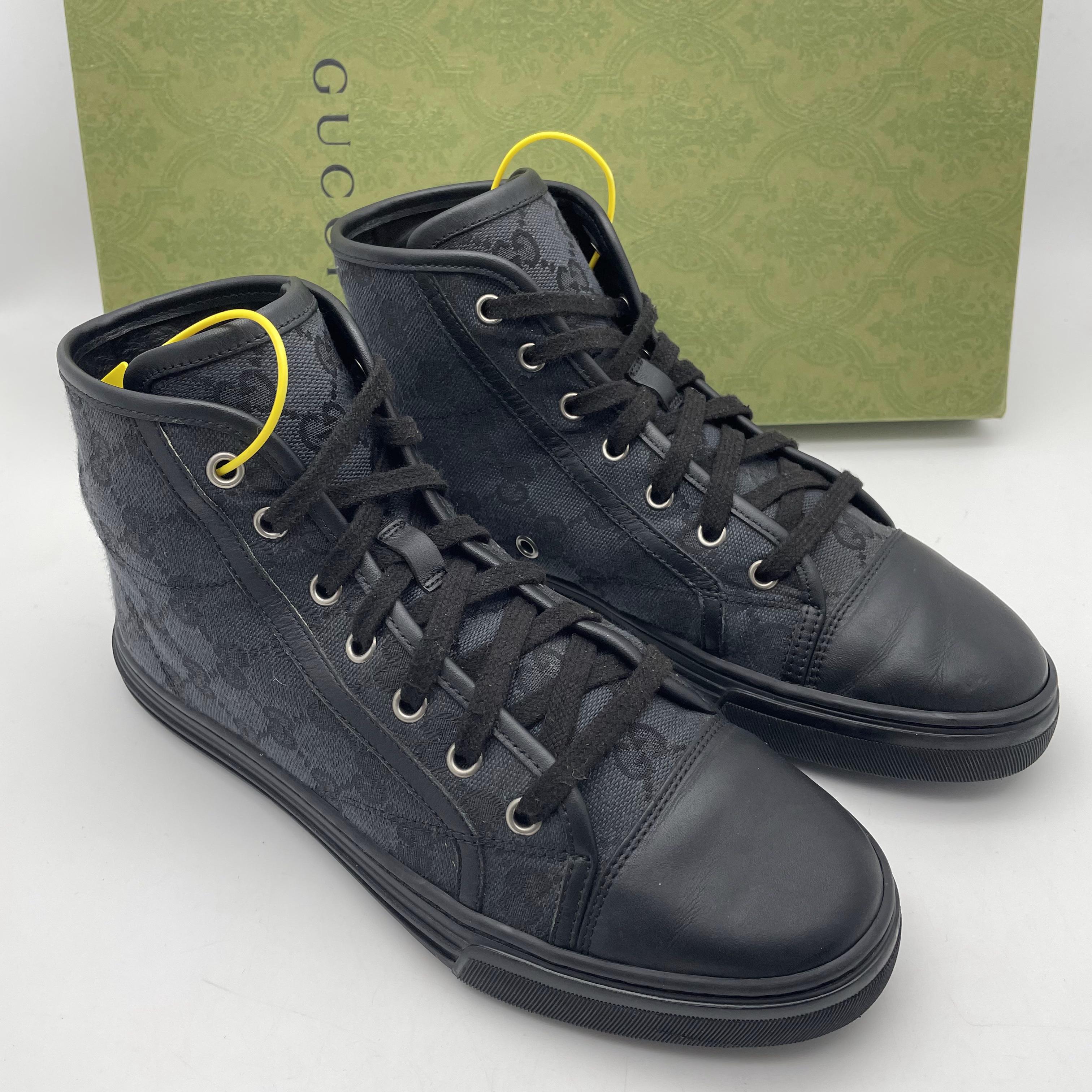 95新 GUCCI/古驰 39.5/41欧码/二手男款 经典满印老花高帮板鞋