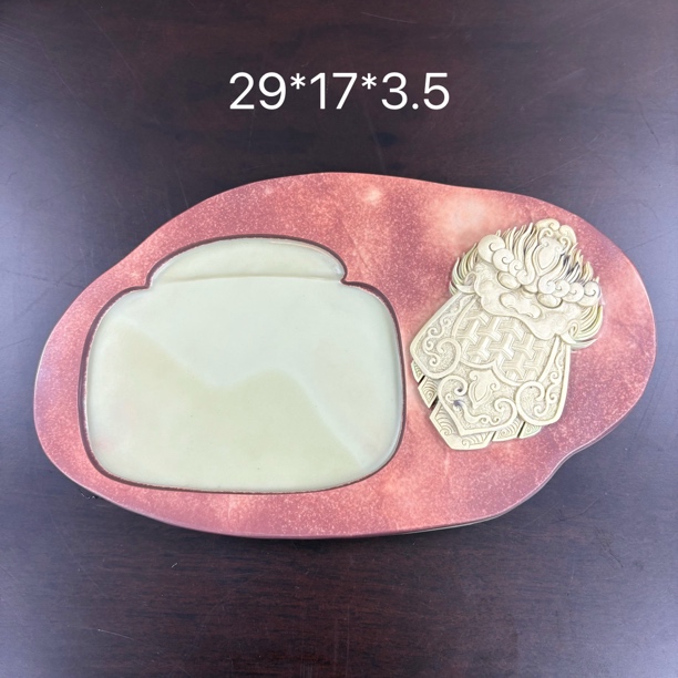 紫袍玉带石陶瓷干泡台茶盘异形手工精雕轻奢高档书房壶承复古椭圆