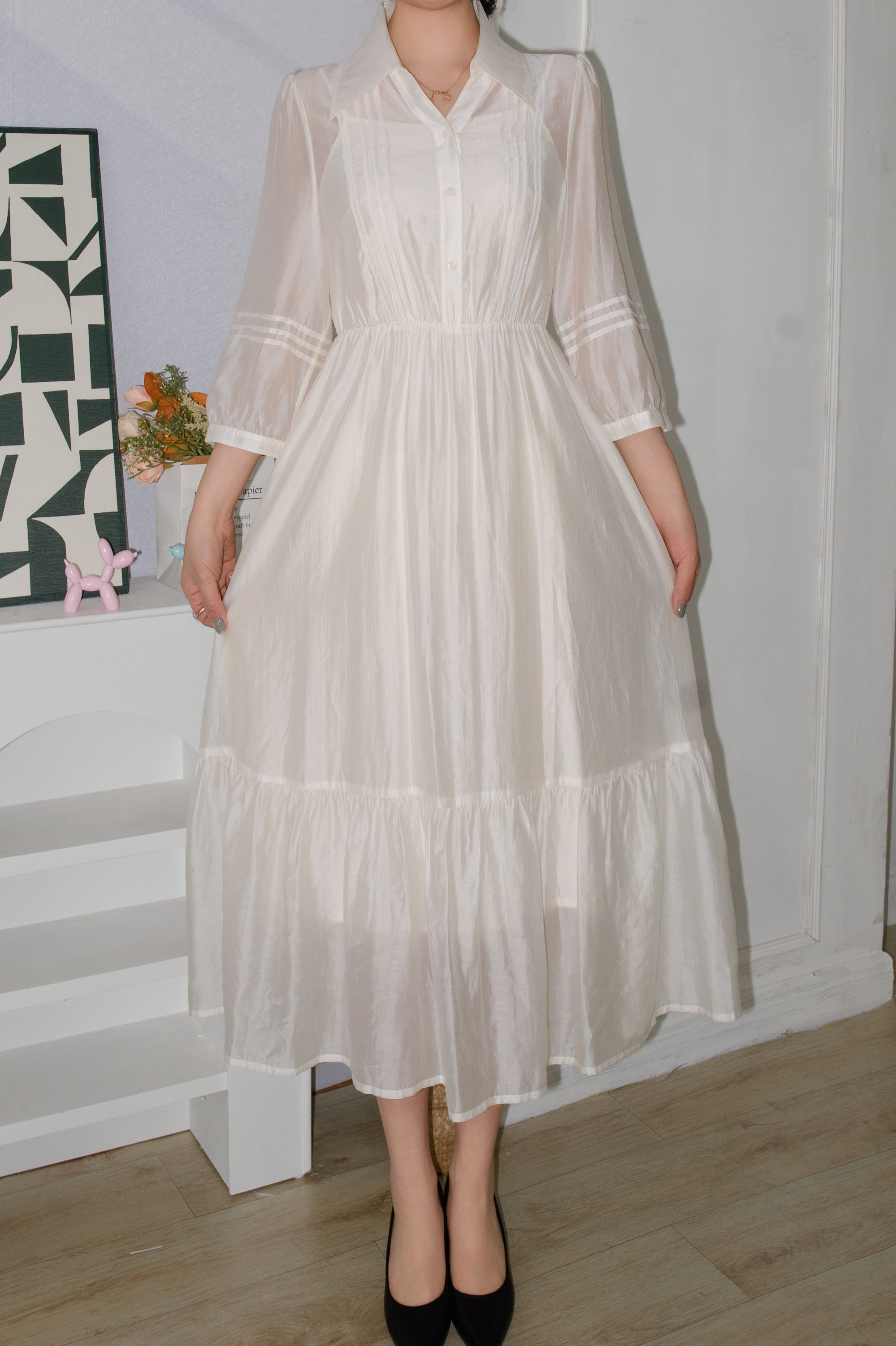 白色连衣裙女法式气质精致仙女裙2025短袖裙子夏装新款长裙