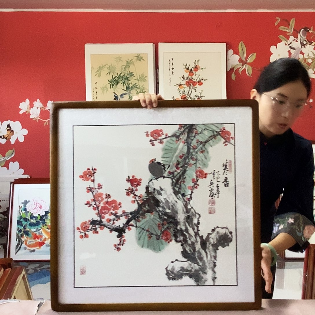 国画手写手绘带框包邮62✖️62国画作品