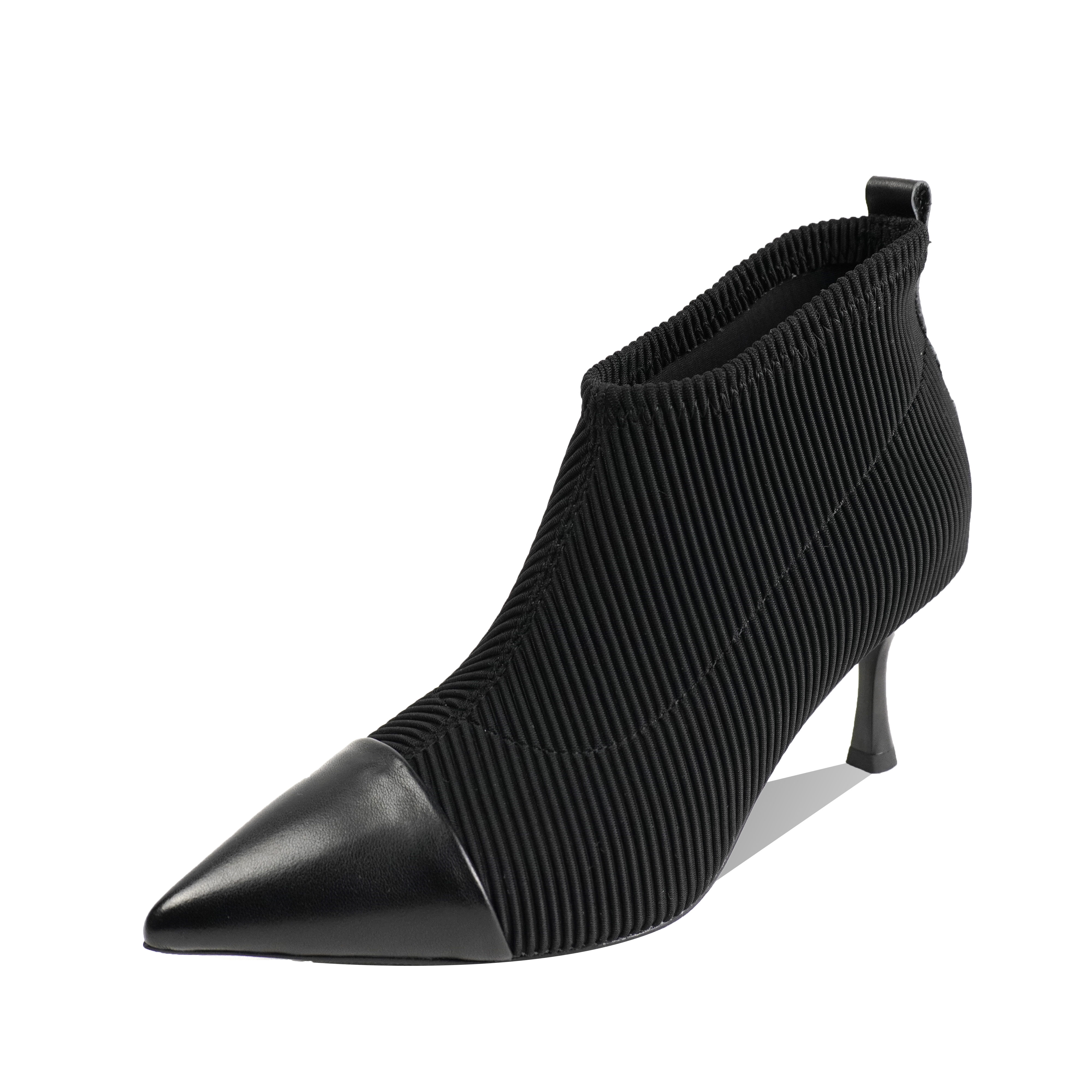 LUXE SOLE高跟尖头漆皮秋夏细跟短靴女靴黑色绒里瘦瘦靴